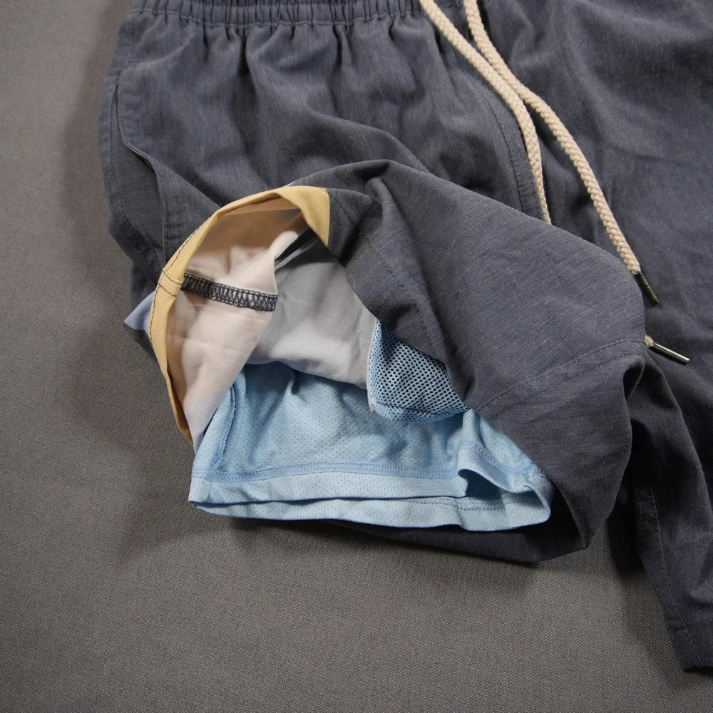 Fair Harbor Recycled Colorblock Stretch Men Swim Trunks M Retro Coastal Surf